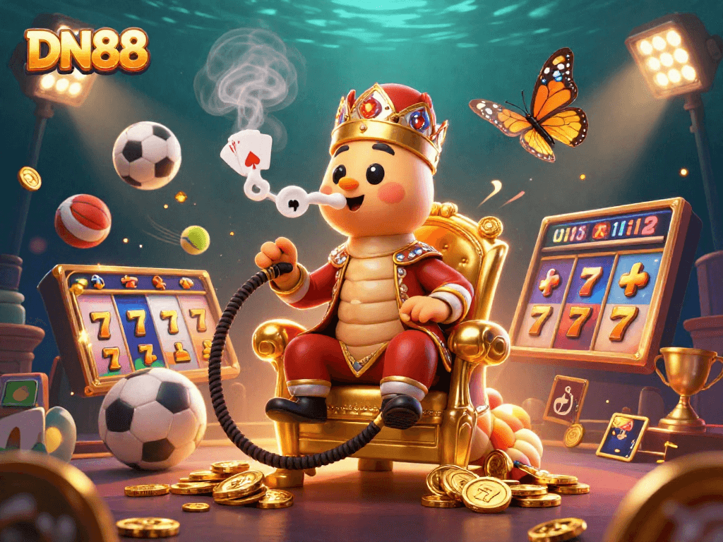 Experience DN88's vibrant casino scene featuring dynamic characters and exciting gaming elements.