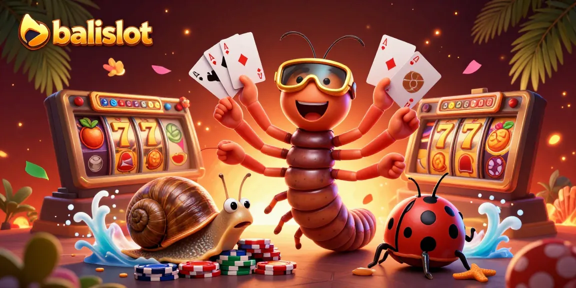 Menangkan slot gacor di balislot dengan dealer kartun milipede dan karakter unik yang berlatar belakang kasino cerah.