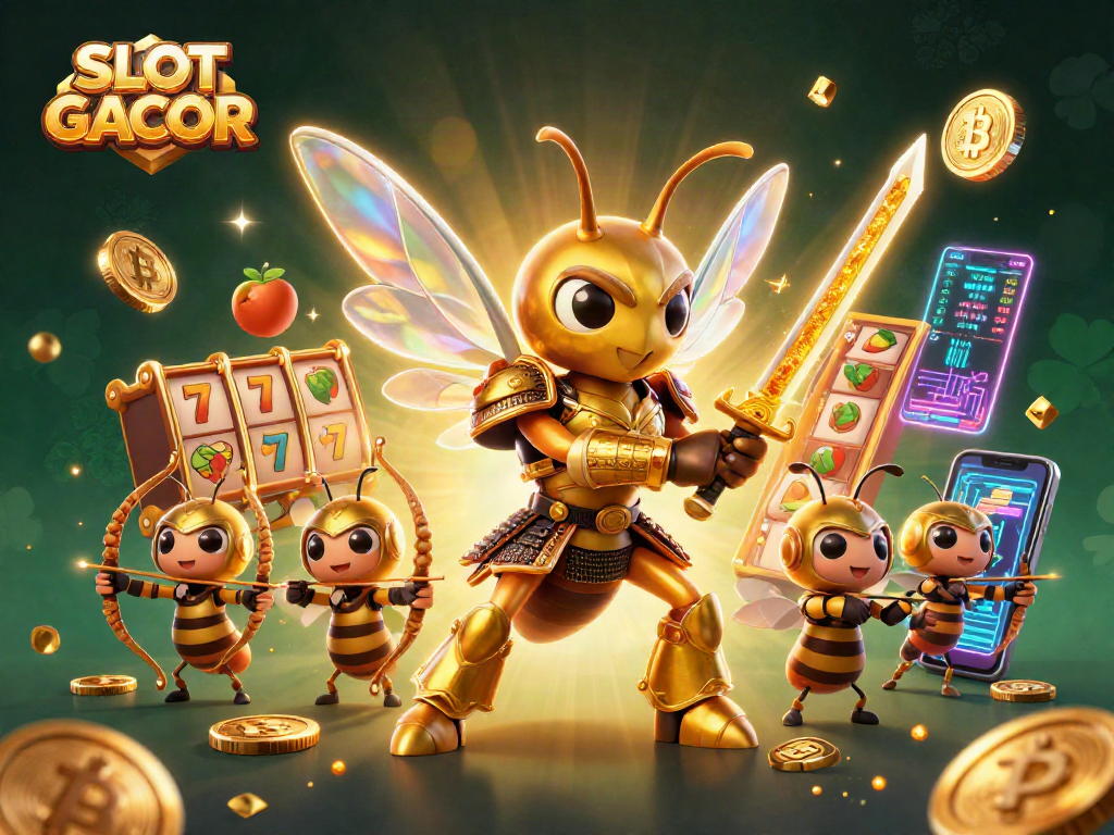 SLOT GACOR menampilkan karakter dalam slot judi dengan warna cerah dan simbol keberuntungan