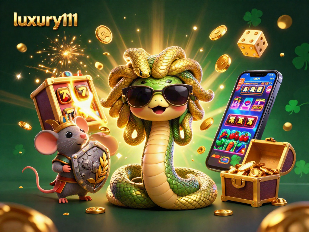 Play exciting games at luxury111 with a vibrant 3D casino illustration showcasing thrilling jackpots.
