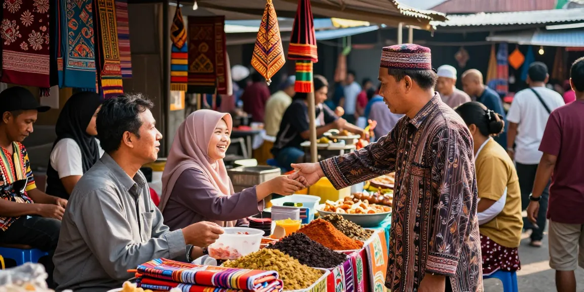 Interaksi di pasar Cirebontoto yang meriah dengan pedagang lokal.