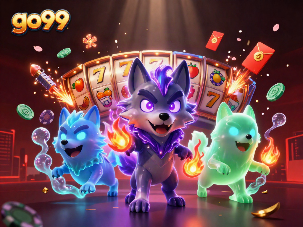 Spin to win with go99 as spectral wolves and vibrant casino elements enhance gaming excitement.
