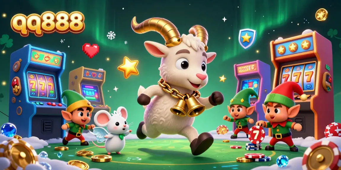 Experience the thrill of qq888 with festive casino chaos and playful characters in an energetic scene.