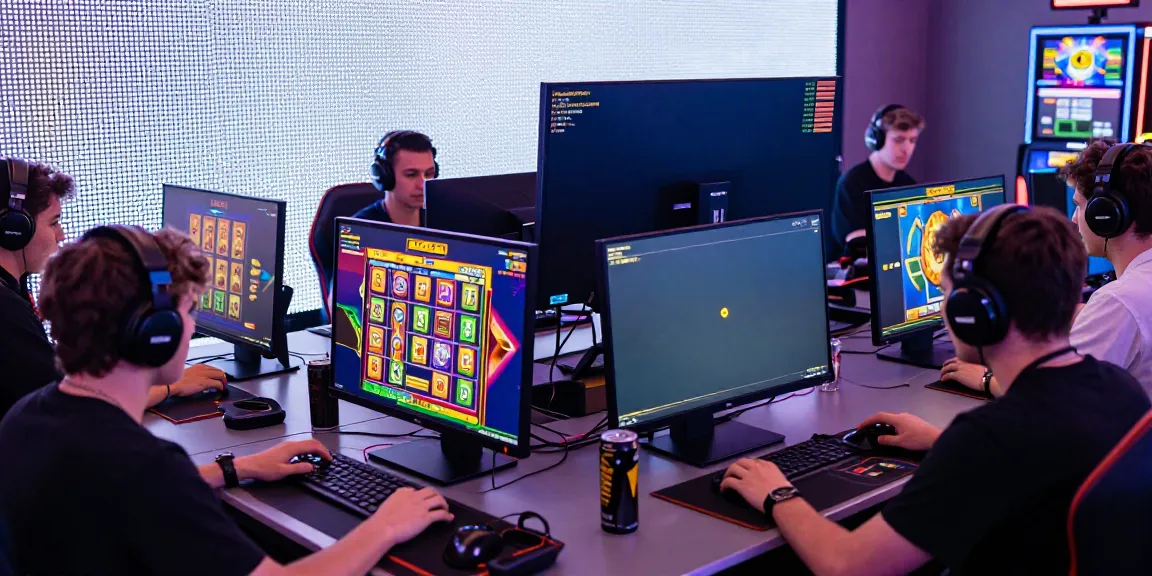 Pemain aktif HOKI99 dalam sesi permainan slot online dengan suasana energik dan aksesori gaming.