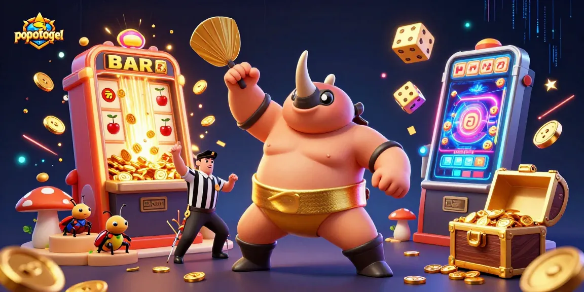 lihat popotogel beraksi di ilustrasi kasino online dengan karakter menarik dan banyak elemen game