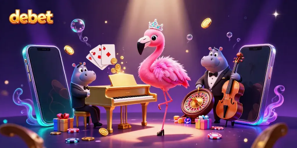 Experience the thrill of debet gaming with lively characters and vibrant casino elements.