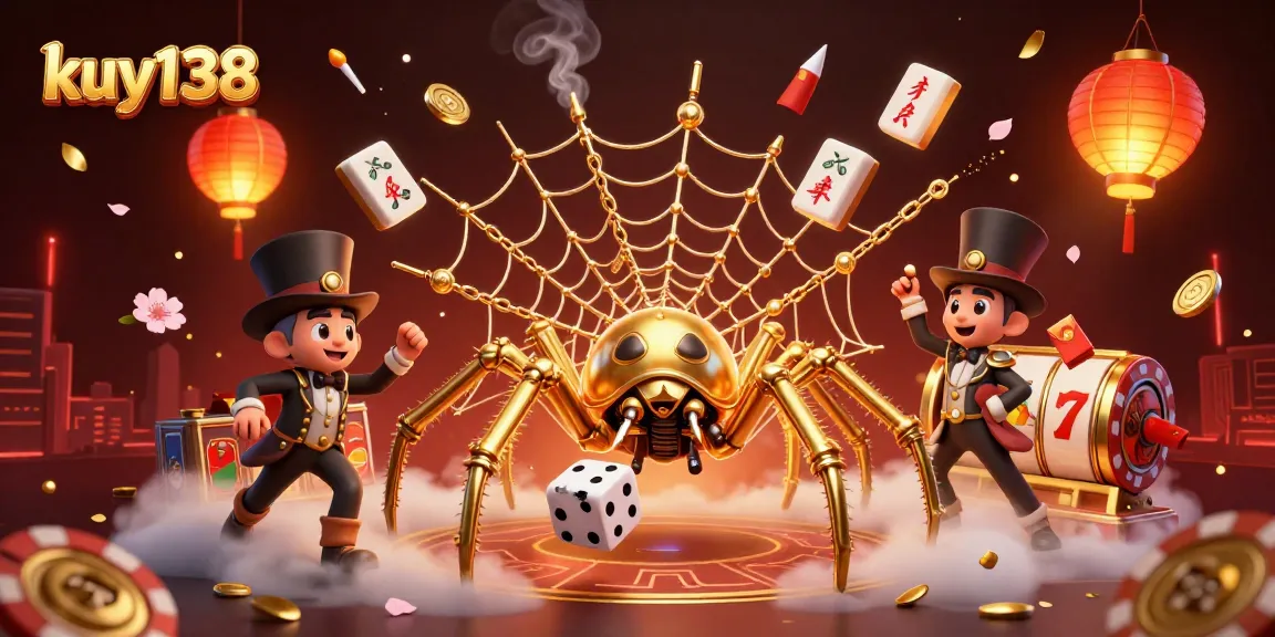 Melihat keberuntungan kuy138 dengan laba-laba steampunk 3D dan simbol permainan yang menyerbu arena.