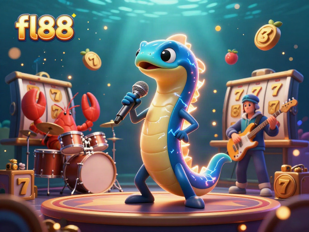 Experience the underwater casino entertainment with fl88 featuring a DJ electric eel and vibrant game elements.