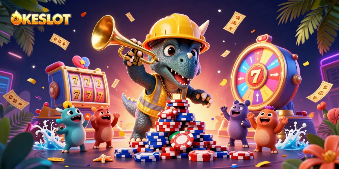 OKESLOT menampilkan keseruan bermain slot dengan karakter kartun 3D yang dinamis.