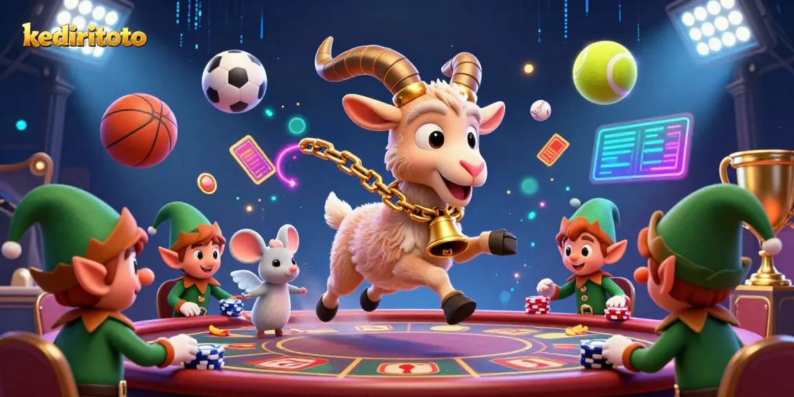 Kediritoto showcases a vibrant 3D casino scene with festive characters and dynamic gaming action.
