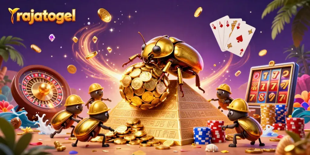 Engage with rajatogel's thrilling gameplay as dynamic golden coins and casino elements surround vibrant characters.