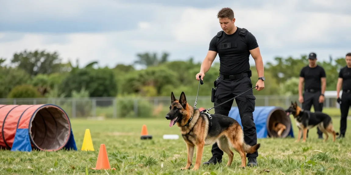 Professional K9 training with a focus on rokok 88 gear, showcasing harness and leash in action.