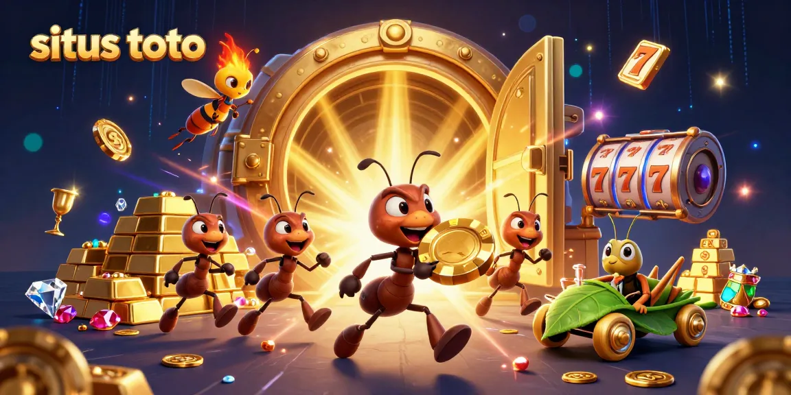 Experience thrilling gameplay with situs toto and 3D cartoon ants heisting a giant poker chip in an enchanted tunnel.