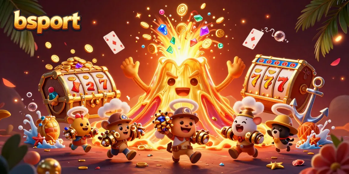 Bet on exciting moments with bsport's vibrant 3D casino scene featuring golden treasures.