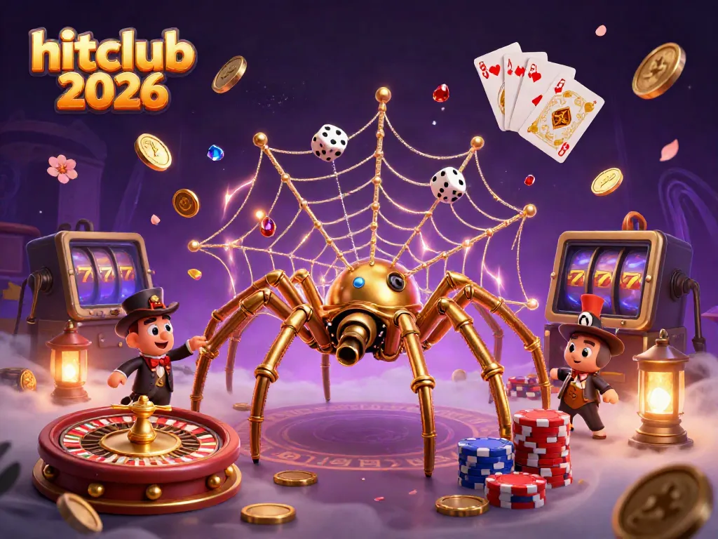 Catch your luck in hitclub 2026 with a dynamic scene of gambling excitement featuring vivid characters and game elements.