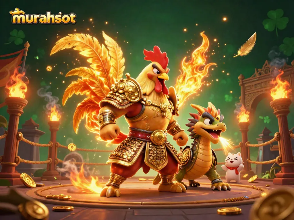 Experience the exciting world of murahslot with this vibrant casino-themed illustration featuring dynamic characters.