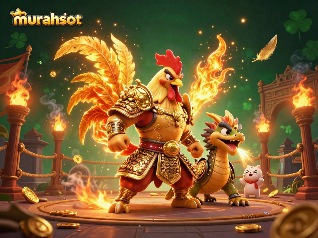 Experience the exciting world of murahslot with this vibrant casino-themed illustration featuring dynamic characters.