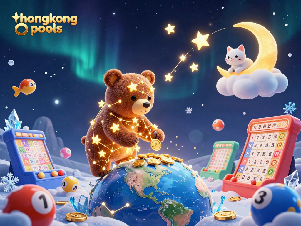 Hasil keluaran hongkong pools ditampilkan secara menarik dengan elemen bertema lotere yang dinamis.