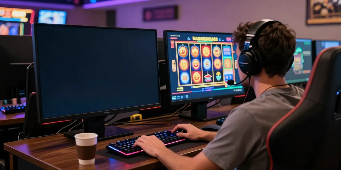 Seorang pemain terlibat dalam permainan slot online di NAGAHOKI303 dengan suasana yang menarik.