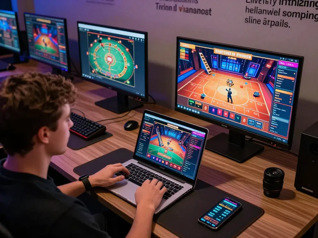 Engaging strategic gameplay at viral4d on multiple screens in a modern gaming setup.