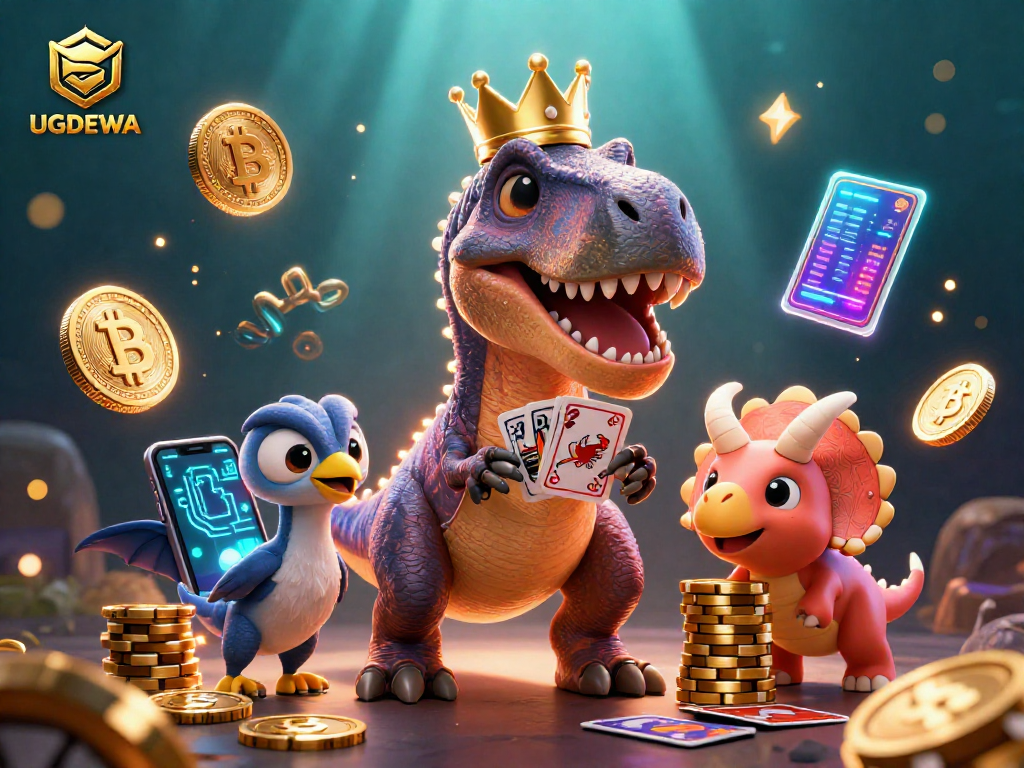 Experience thrilling gameplay with UGDEWA's vibrant character scene, showcasing crypto casino elements.