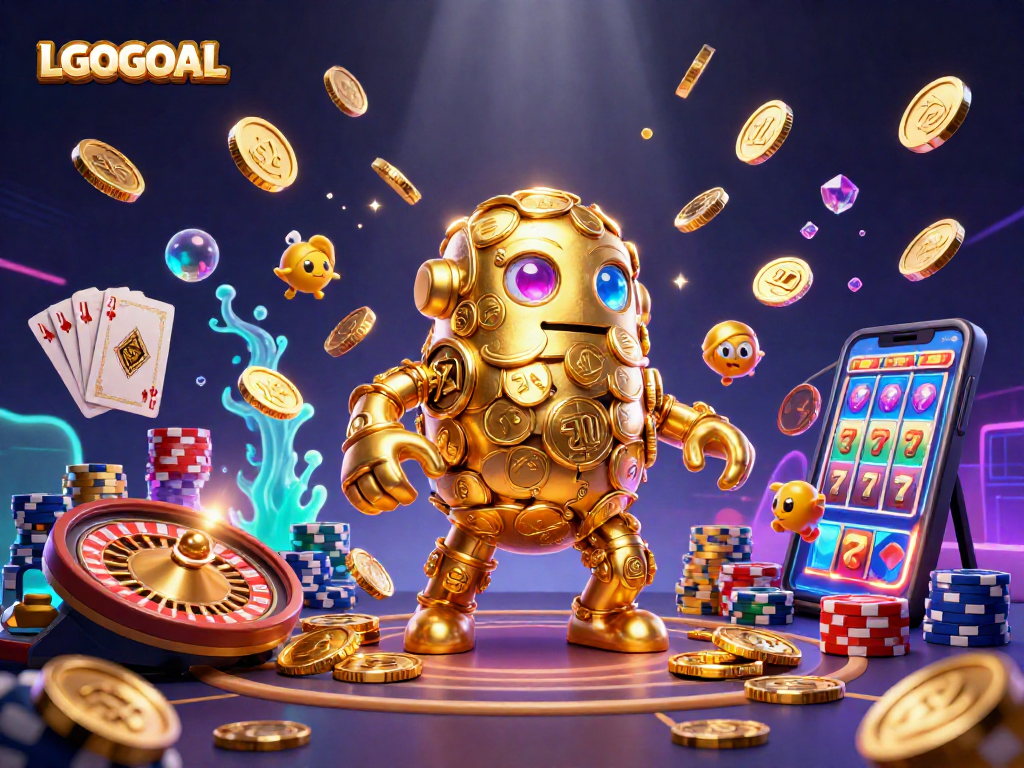 Spin the reels with LGOGOAL: Dive into a rich casino experience filled with golden golems and vibrant game elements.