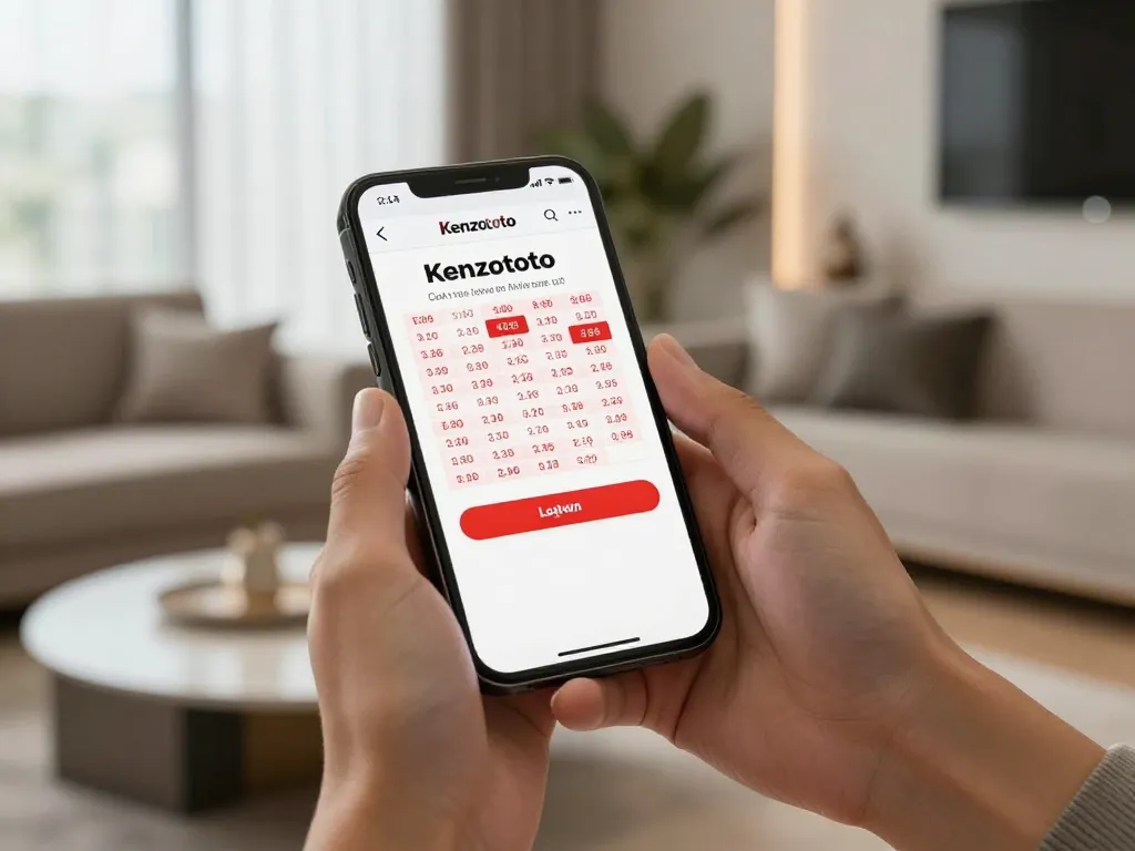 Login Kenzototo di perangkat mobile yang menampilkan hasil lotere online untuk Toto Macau