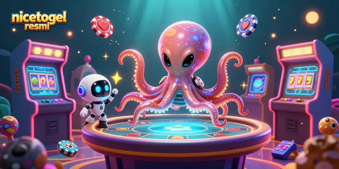 Experience the thrilling world of nicetogel resmi with an engaging alien octopus at a holographic poker table.