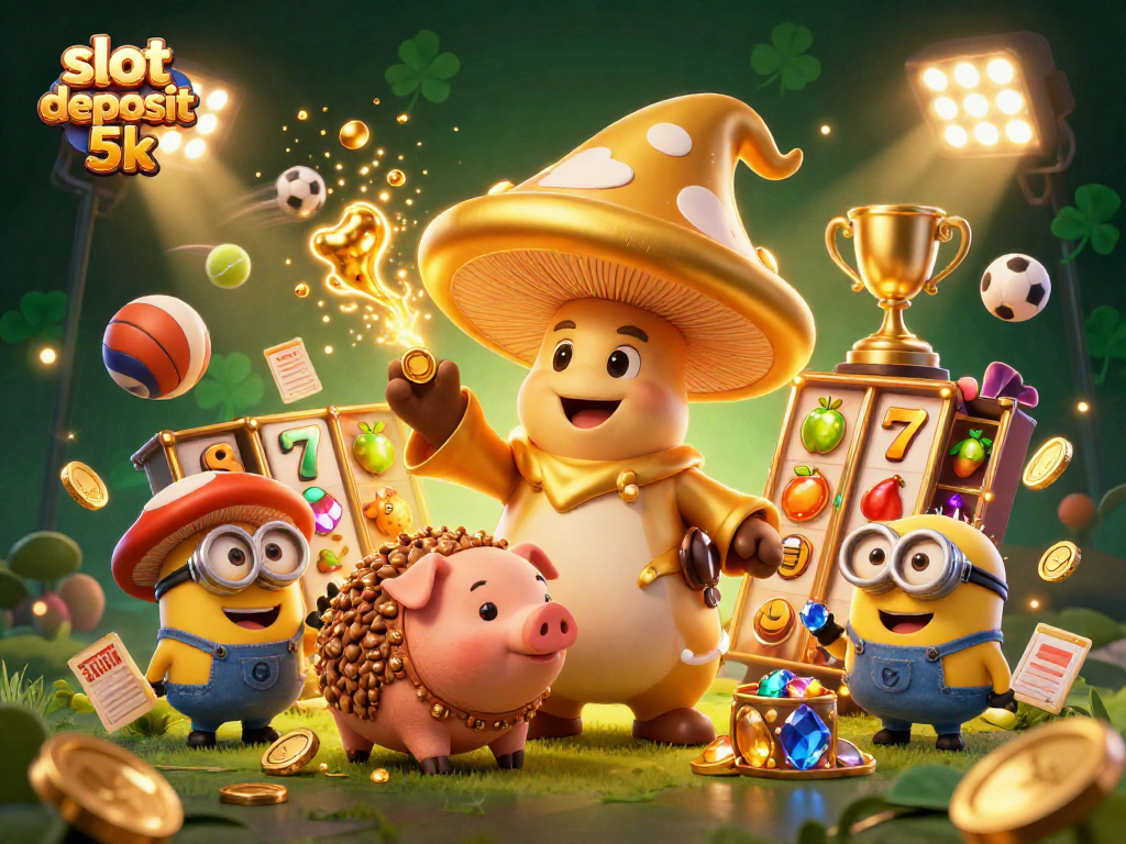 Spin to win with slot deposit 5k featuring a golden wizard and magical treasures.