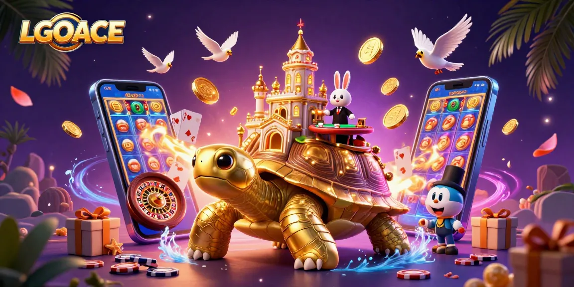 LGOACE captures the excitement of winning with a playful giant tortoise casino scene.