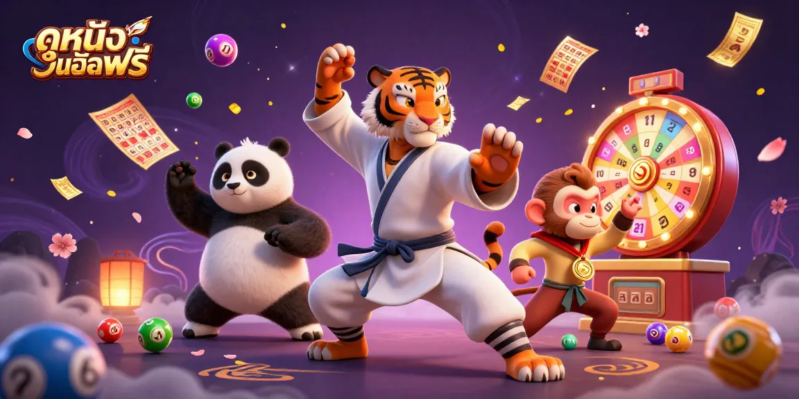 Engage in ดูหนังออนไลน์ฟรี with a vibrant scene of playful characters in a colorful gambling landscape