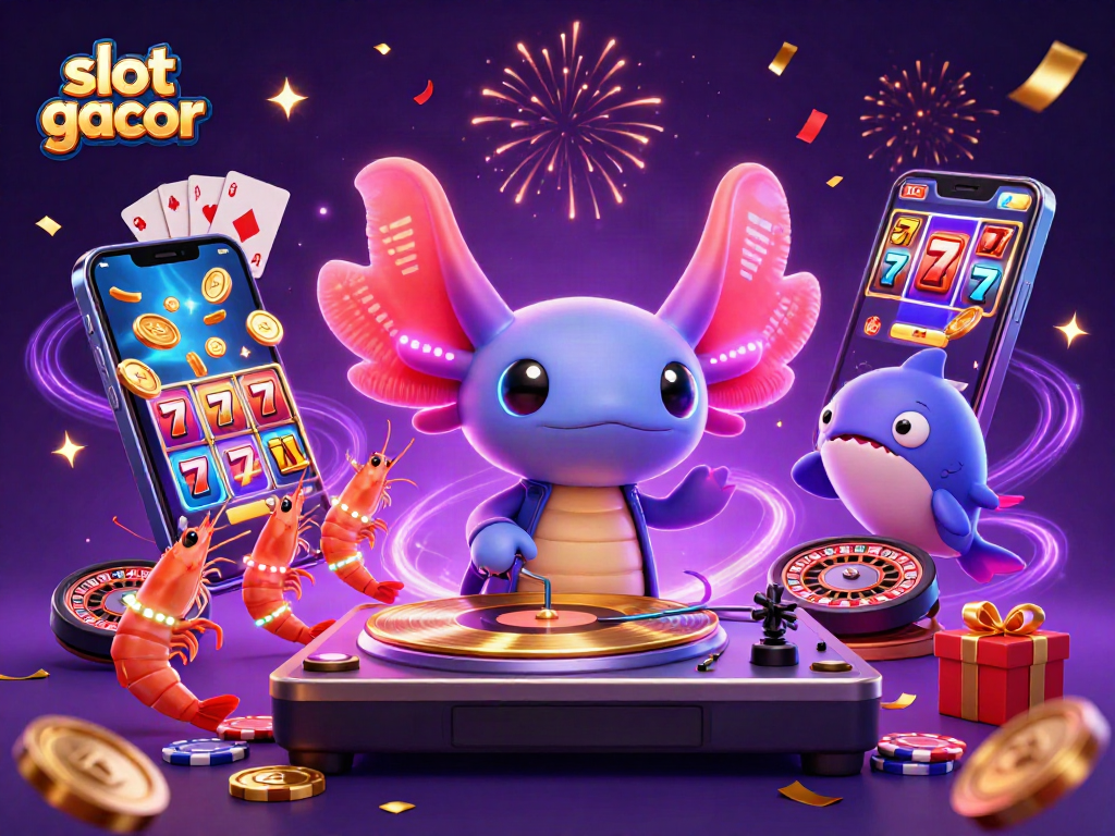 Putar slot gacor dengan DJ axolotl neon dan udang dansa dalam suasana meriah!