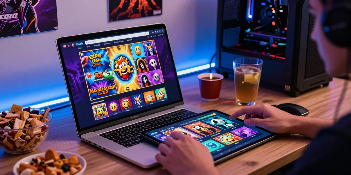 Interactive gaming setup showcasing slot gacor games on devices.