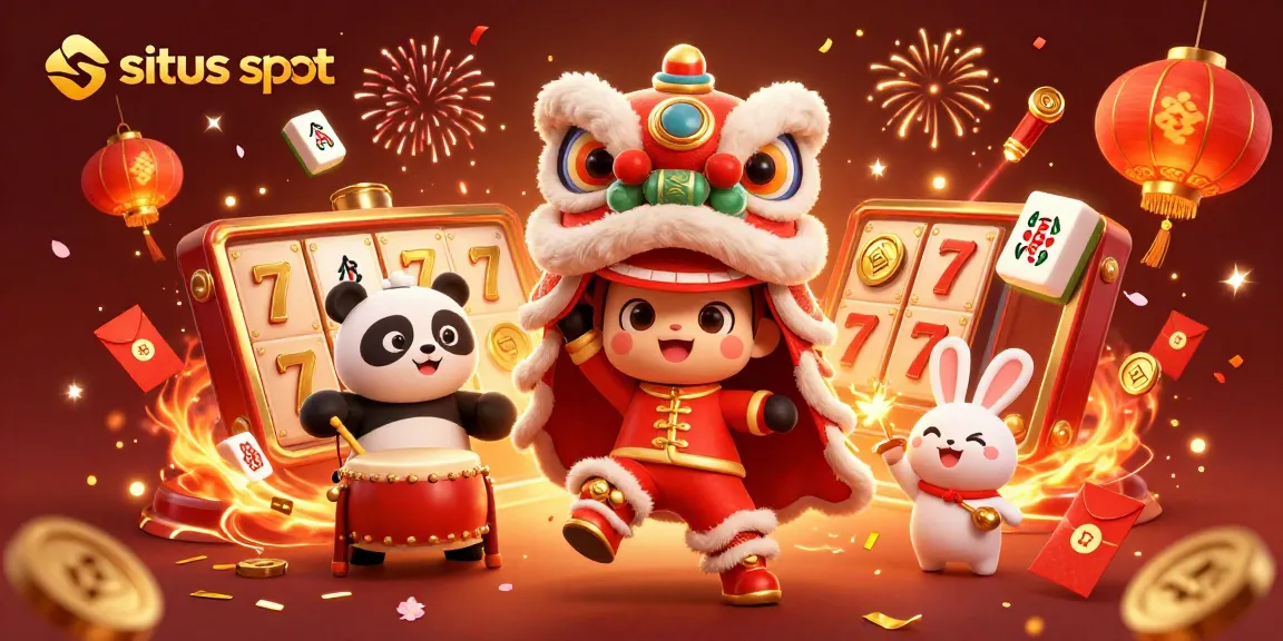 Experience exciting action at situs slot with vibrant characters and festive elements in a lively casino setting.