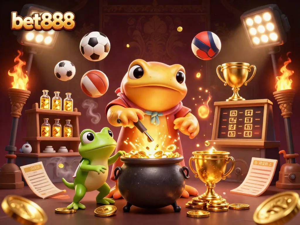 Experience the magic of bet888 with a golden salamander alchemist creating riches in this vibrant scene.