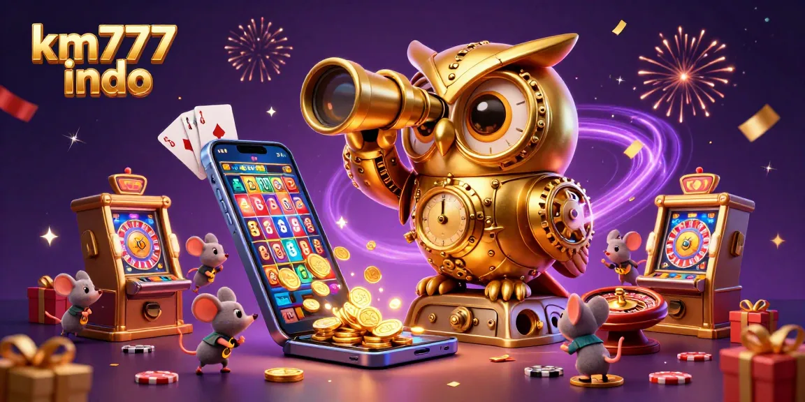 Experience the excitement of km777 indo with a lively casino scene featuring a golden owl and playful mice.