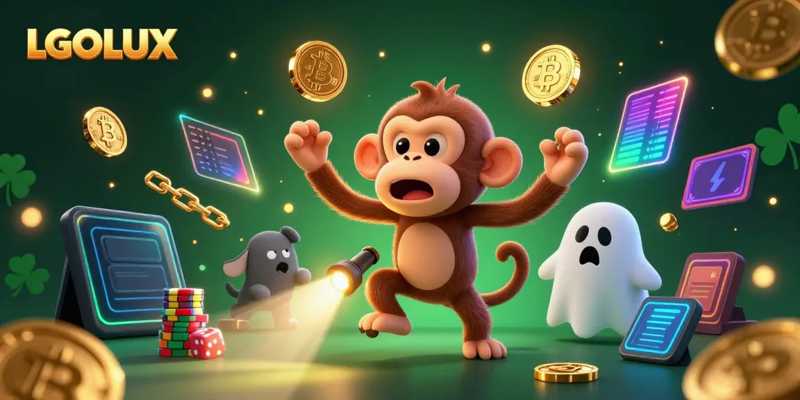 Engage with LGOLUX in a vibrant haunted casino with a juggler monkey and a ghost-hunter puppy.