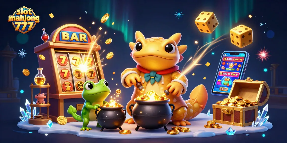 Engage in slot mahjong 777 action with vibrant, dynamic 3D casino scene featuring gold coins and jackpot excitement.