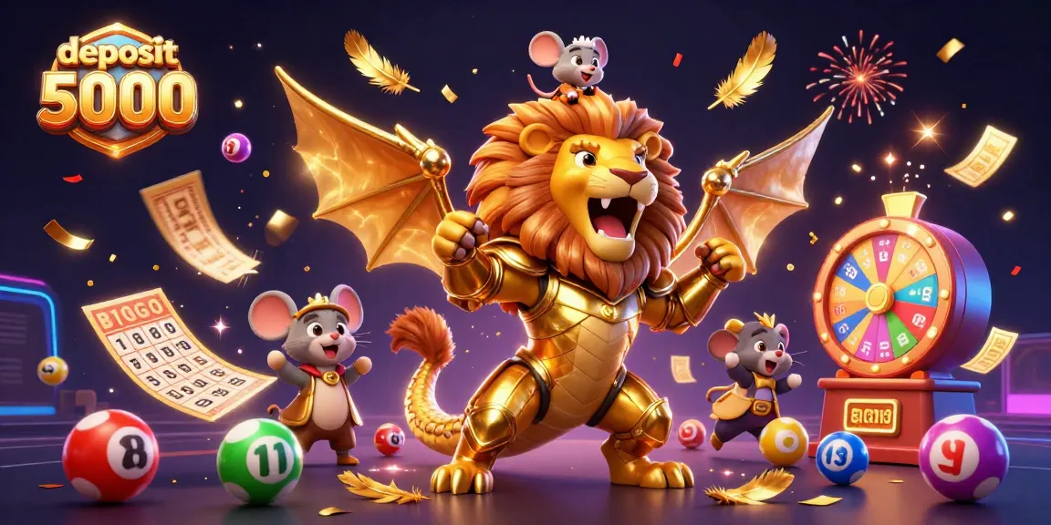 Engage with deposit 5000 opportunities in a vibrant casino scene featuring a golden chimera.