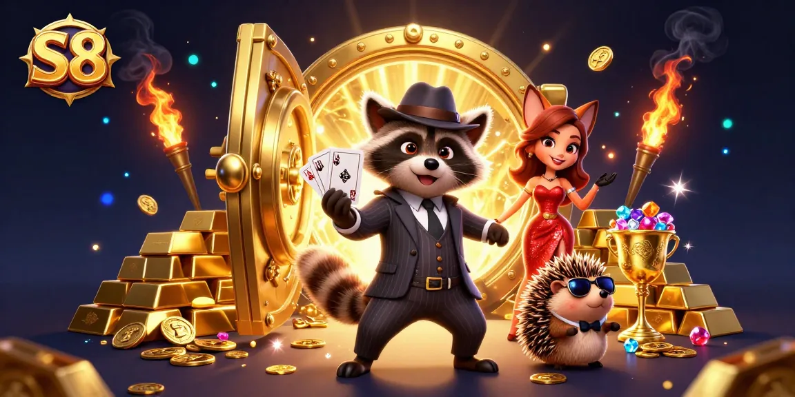 S8 players enjoy a royal flush while discovering treasures in a vibrant gaming environment.