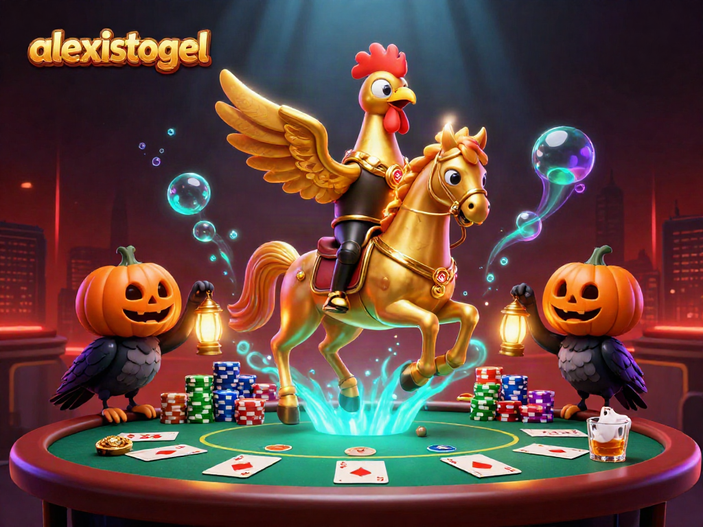 Aksi pemain di alexistogel saat bermain poker dengan karakter unik dalam kasino malam yang menakjubkan.