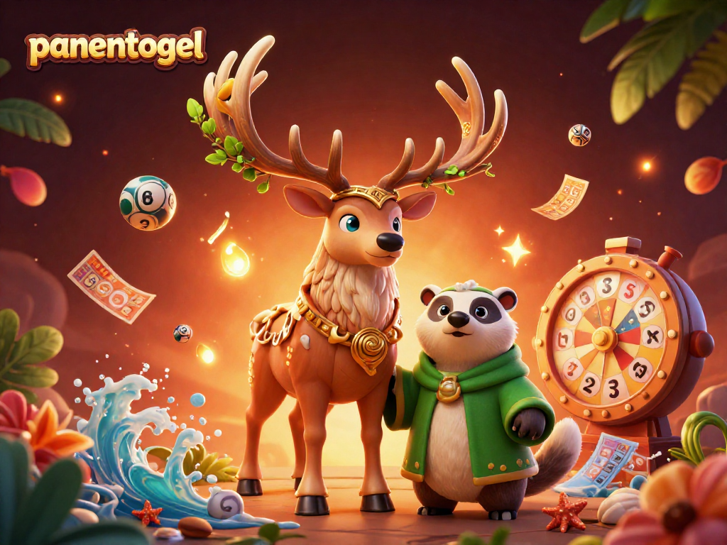 Join the excitement of panentogel with colorful lottery elements and vibrant characters in a dynamic scene.