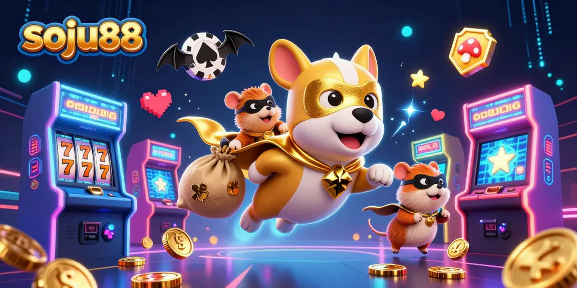 Experience excitement with soju88 in this vibrant casino scene featuring superhero characters and game elements.