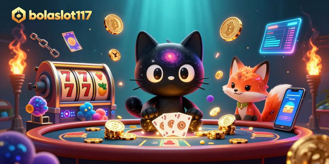 Experience bolaslot117 as a cosmic casino adventure filled with golden chips and vibrant slot elements.