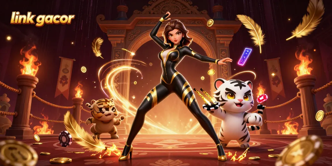 Experience winning moments with link gacor in a vibrant 3D casino illustration featuring dynamic characters and elements.