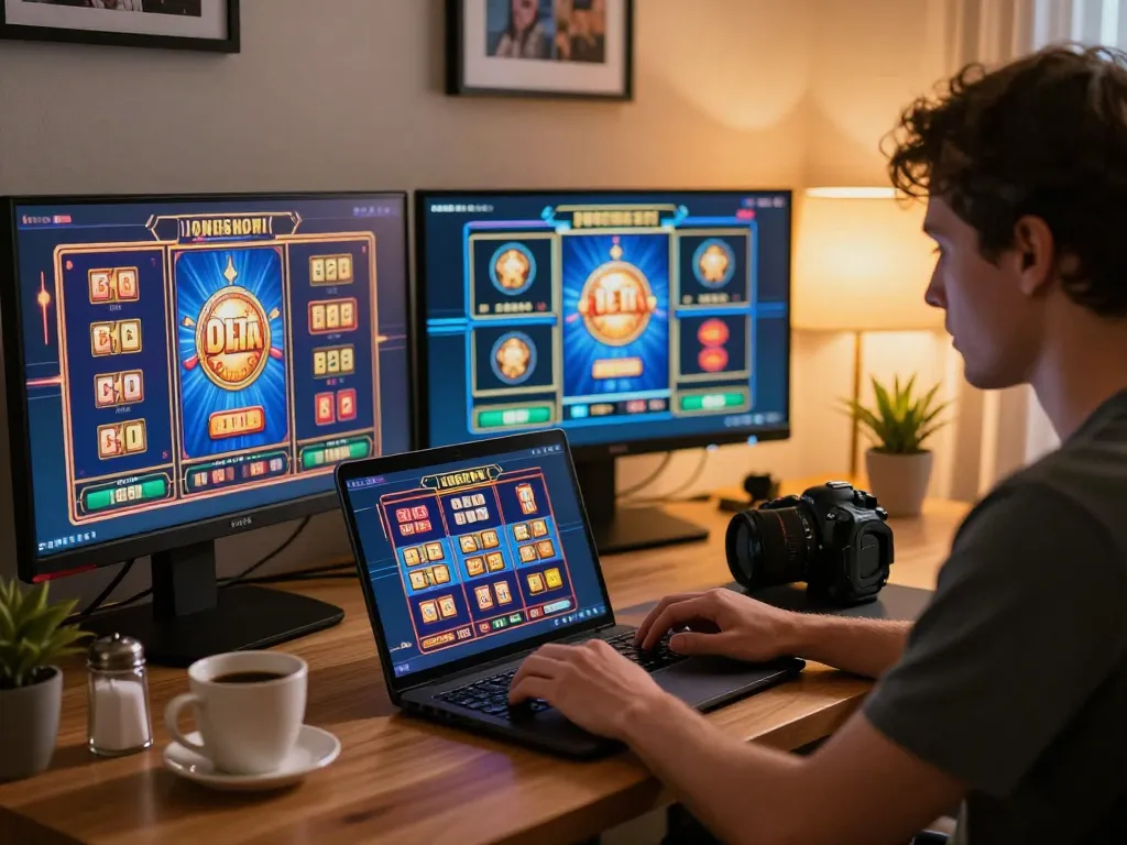 Pengalaman bermain game online yang menarik dengan antarmuka slot bonusnewmember di laptop.