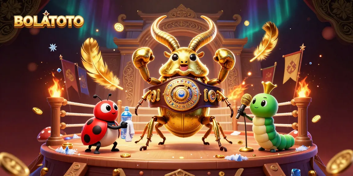 Menguli BOLATOTO sambil beradu kekuatan, karakter 3D menarik di arena judi yang meriah.