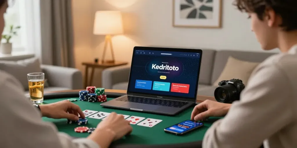 Pengguna Kediritoto terlibat dalam permainan judi online di rumah sambil menikmati suasana santai dan nyaman.