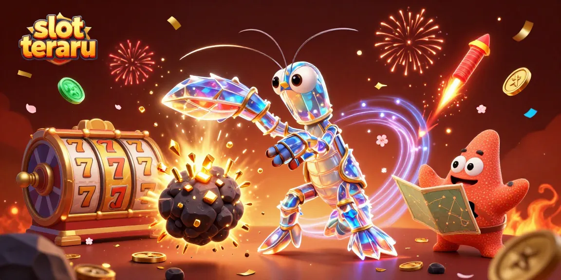 Experience thrilling gameplay with slot terbaru and vibrant 3D casino elements in this dynamic illustration.