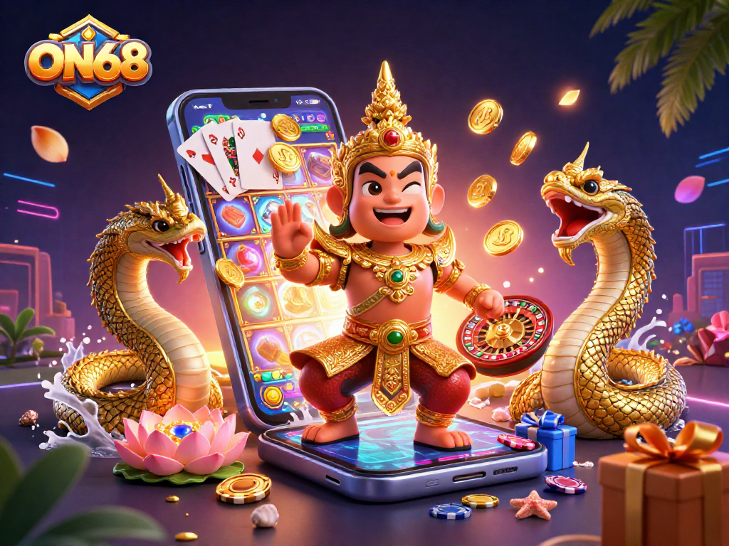 Experience exciting gambling action with ON68 featuring unique characters and dynamic game elements.